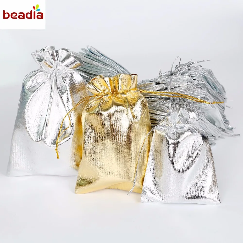 Новые высококачественные сумки из органзы разных размеров 10 шт. золотистые и