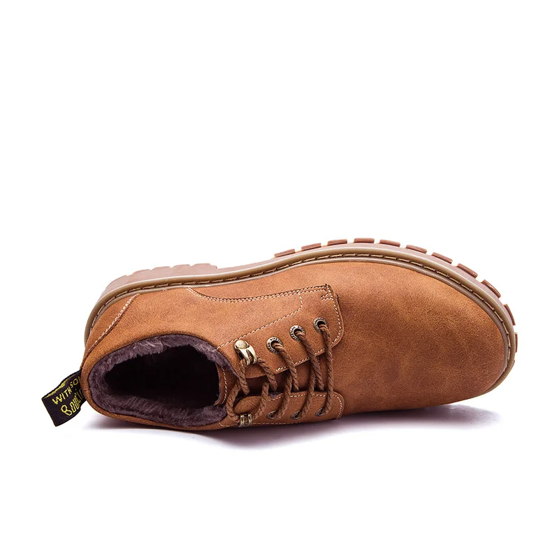 2019 мужские теплые зимние ботинки с мехом Зимние кожаные ботильоны Мужская модная