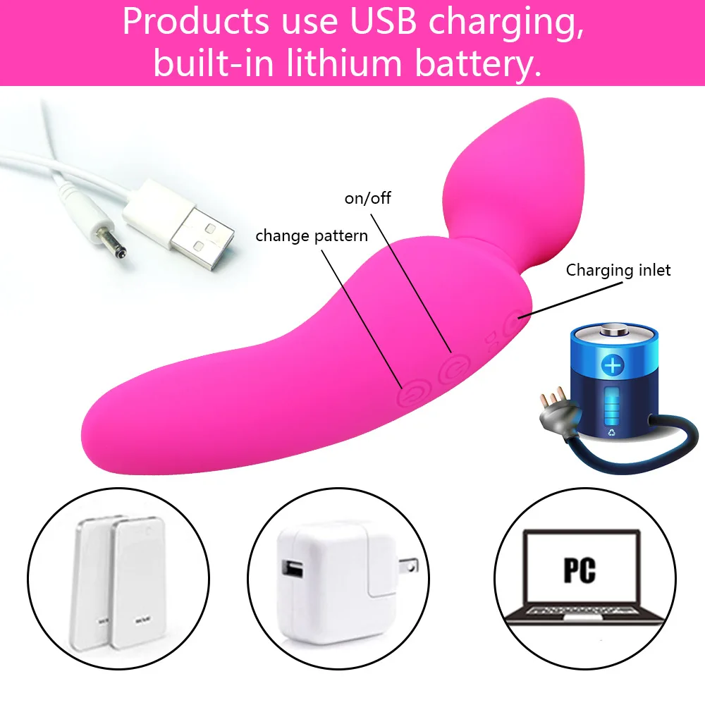 Безопасный силиконовый вибратор с двойной головкой G-spot 10 скоростей зарядка