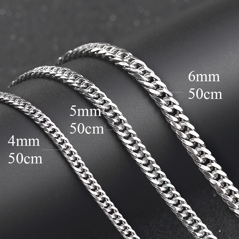 6 мм в ширину Мужская цепочка из толстого чистого серебра Плоская Круглая