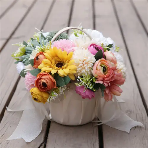 8 головок Искусственные Шелковые искусственные розовые цветы Свадебный букет