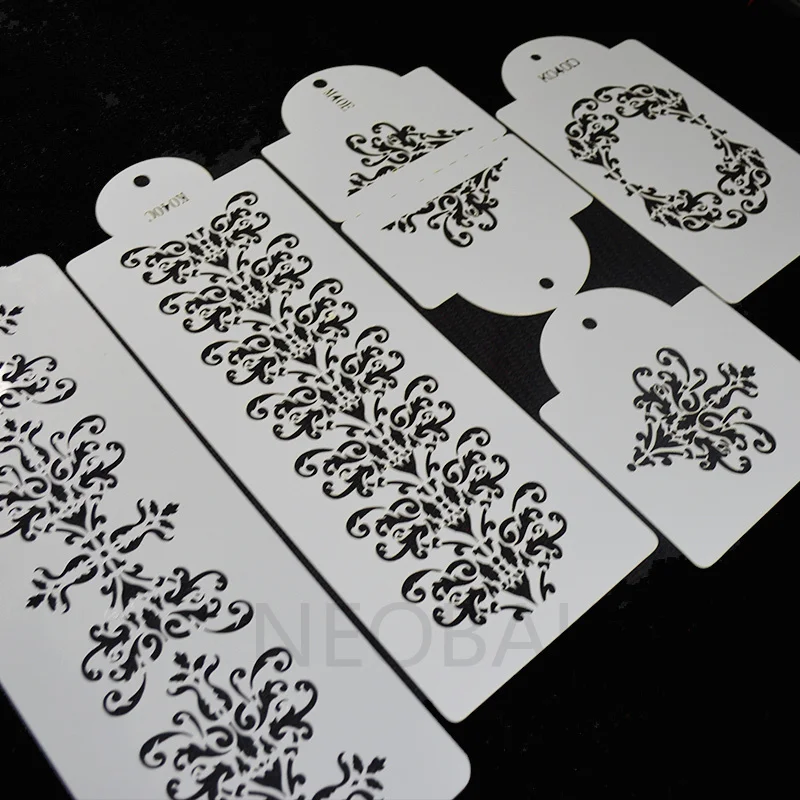 4 шт. набор кружевных трафаретов для торта инструменты выпечки украшения тортов