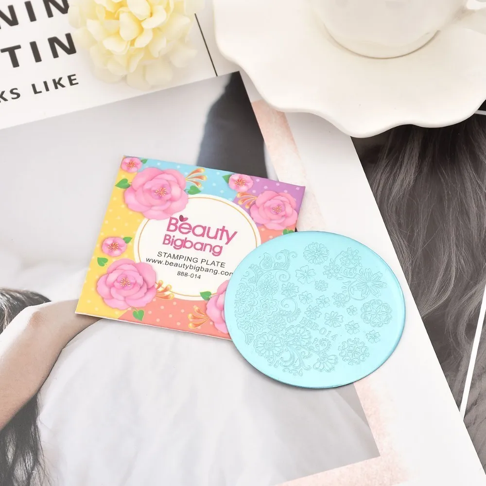 BeautyBigBang круглые пластины шаблоны для стемпинга ногтей Цветочная Геометрическая