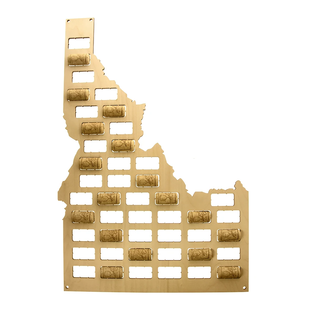 Карта с Деревянной Стеной в виде пробкового вина штате Айдахо Настенная карта