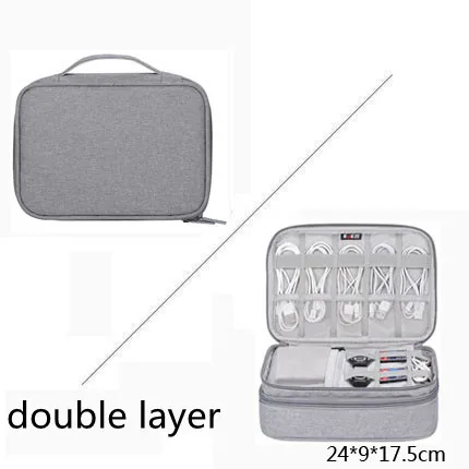 Double Layer BUBM сумка для электронных аксессуаров, сумка, чехол для хранения, органайзер для цифрового приема, сумка для переноски, чехол для вспышки, USB провод для передачи данных - Цвет: Double Layer