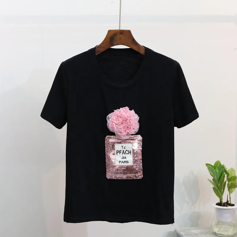 XL 5XL новинка модная женская элегантная Цветочная футболка с круглым вырезом