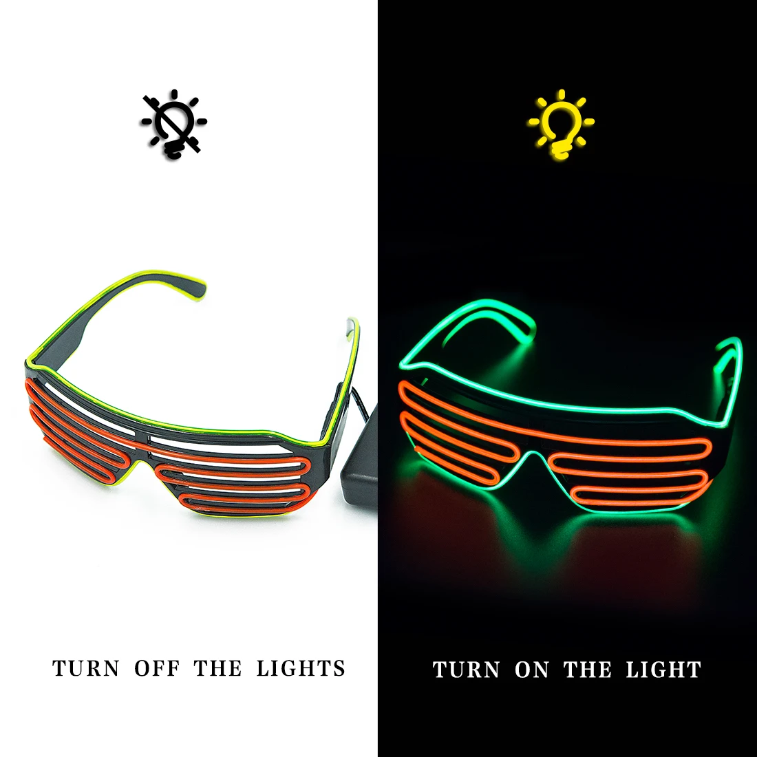 Green and red Светящееся Стекло es светодиодный Gafas светящийся Bril Neon рождественское свечение солнцезащитное стекло es мигающий светильник для вечерние принадлежности реквизит костюмы Новинка - Цвет: Green and red