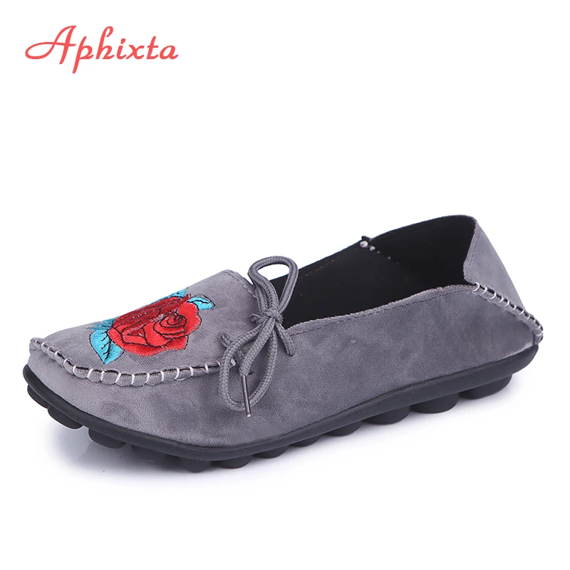 Aphixta/лоферы; женская обувь из мягкой кожи на плоской подошве; женская весенняя обувь с круглым носком; Повседневная обувь без застежки; большой размер 44