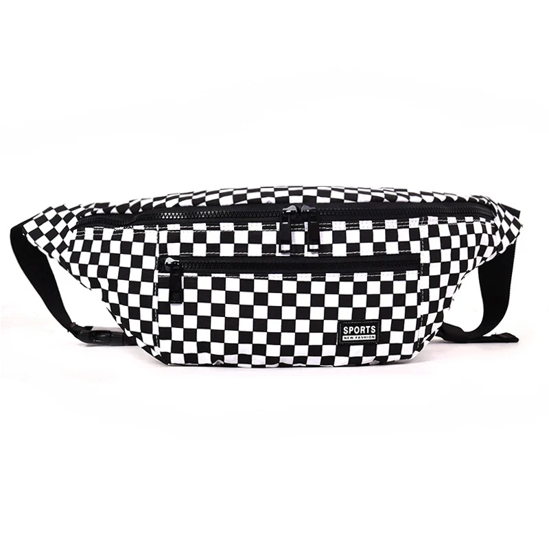 Black Waist Bag CCRXRQ клетчатые поясные сумки для женщин новые холщовые унисекс удобные поясные сумки модные поясные сумки женские дорожные нагрудные сумки - Цвет: Black Waist Bag