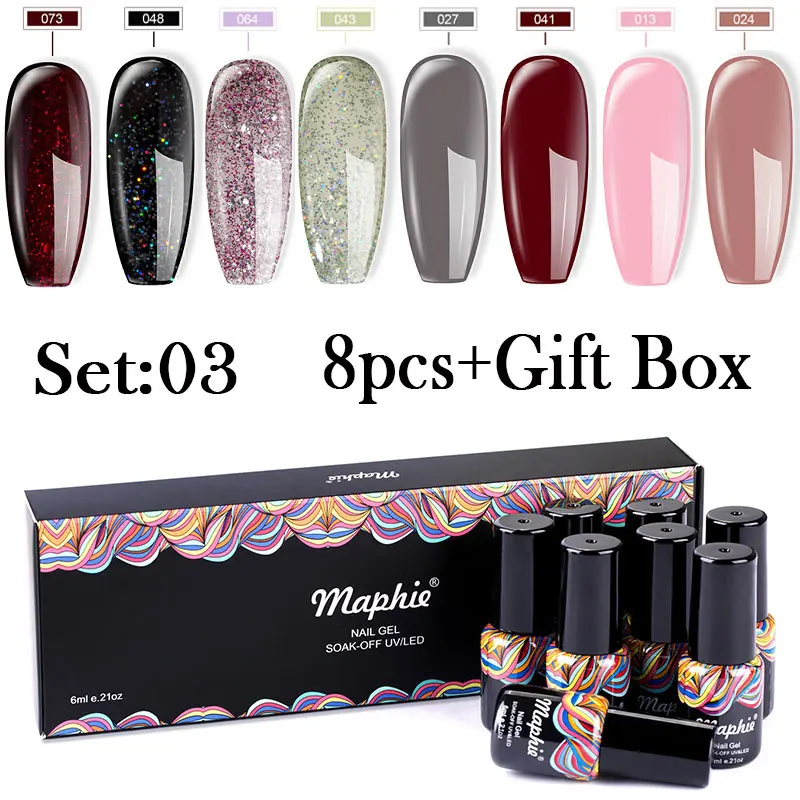 set 03 Maphie 8 шт./лот волшебный гель кошачий глаз набор с подарочной коробкой Блеск УФ лак для ногтей изменение температуры Цвет гель комплект - Цвет: set 03