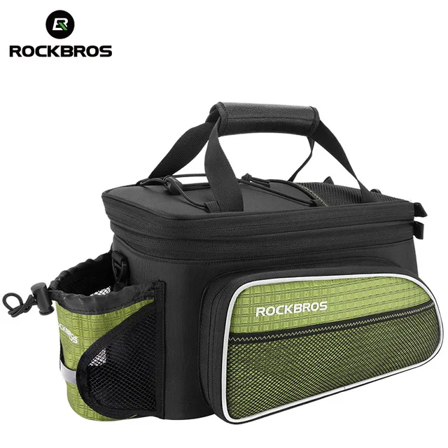 green ROCKBROS сумка для велосипеда, многофункциональная, сверхвместительная, светоотражающие карманы, быстросъемные сумки, mtb, для транспортировки, задний багажник, велосипедная сумка - Цвет: green