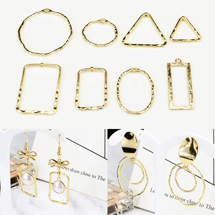 

6pcs/lot Rectangle Round Oval Metal Frame DIY Charms Necklace Bracelet Earrings Connectors Pendants Jewelry Findings