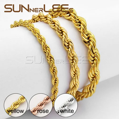 SUNNERLEES модные ювелирные изделия для мужчин и женщин подарок 4 мм ~ 7 розовое золото