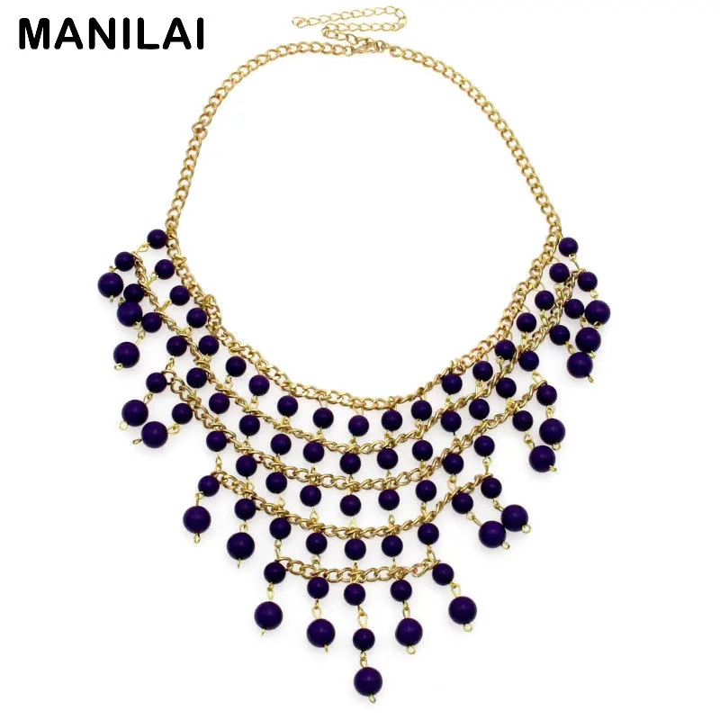 Новое поступление Многослойные Акриловые бусины с подвесками ожерелье CE960|choker