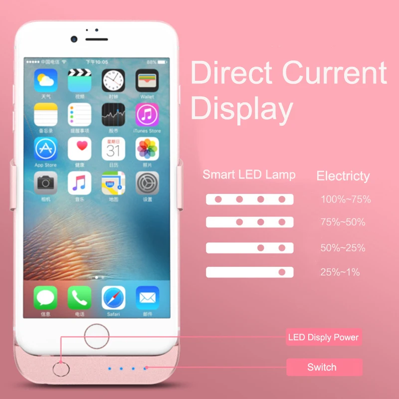 Чехол для аккумулятора iPhone 7 8 6 6s 6000 мАч чехол портативного зарядного устройства