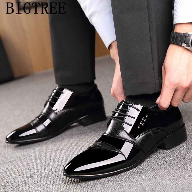 Mens Oxford Dress Shoes Patent Leather For Men Coiffeur Wedding Formal Luxury Brand Zapatos Italianos Vestir | Обувь