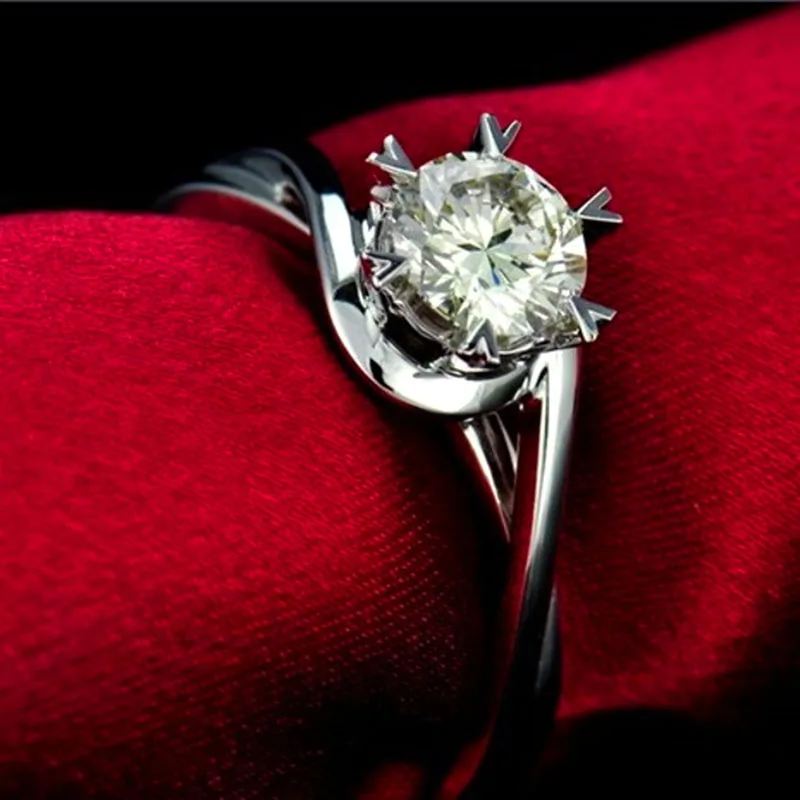 Настоящее серебро 990 пробы свадебные кольца для женщин в форме сердца шесть