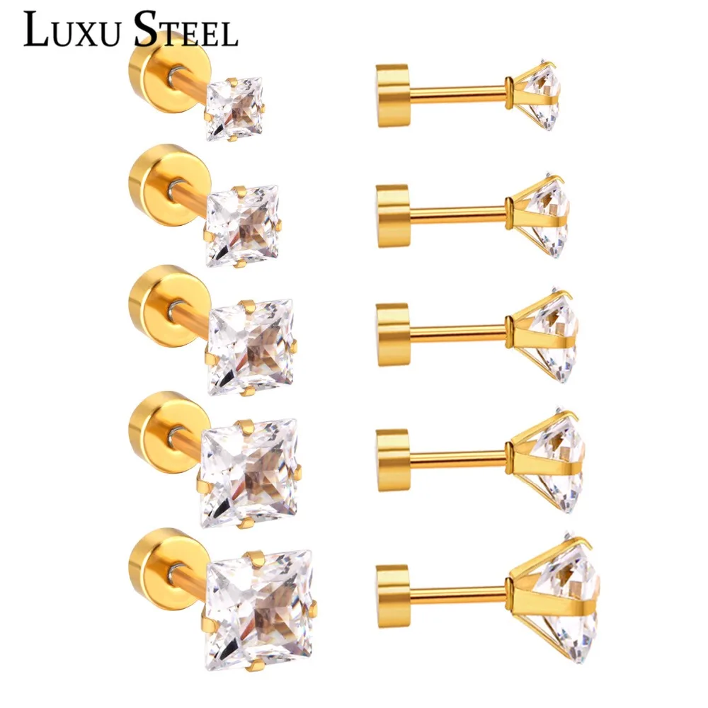 LUXUSTEEL рождественские серьги золотого цвета 5 пар наборы из нержавеющей стали