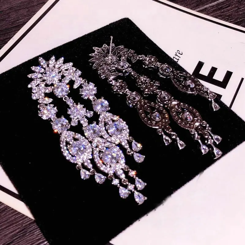 SINZRY фианит bling преувеличены кисточкой серьги-капли Творческий Элегантные вечерние свадебные серьги Свадебные ювелирные изделия подарок