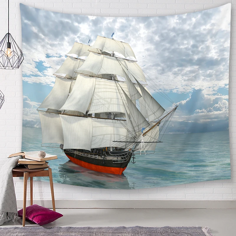 Ferry Tapestry High-Definition Map Fabric Wall Hanging Decor Watercolor Letter Polyester Table Cover Yoga Beach towel | Дом и сад