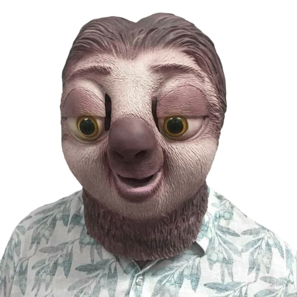 Маска для Ленивец из зверополиса Хэллоуина Экологичная забавная латексная маска