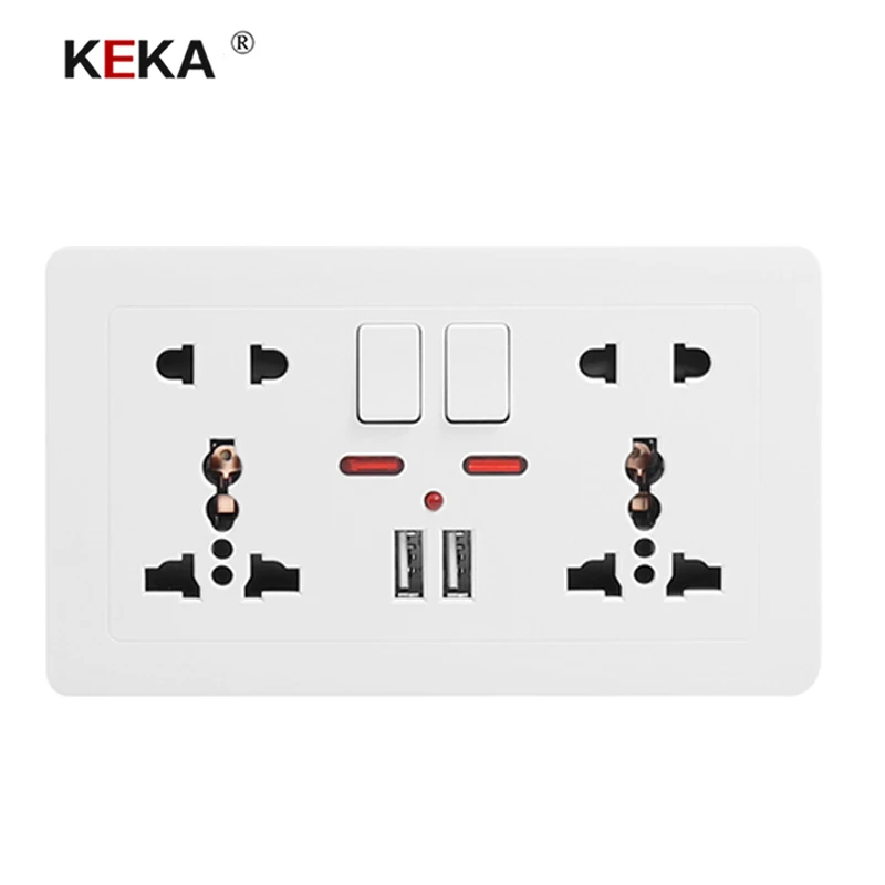 Настенная розетка KEKA универсальная электрическая с двойным USB разъемом 146 5 В