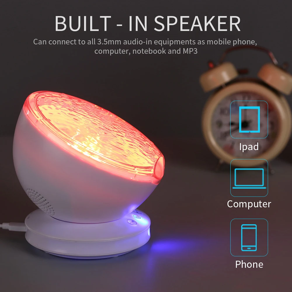 

Ambient star Projector Ocean Wave Sleep moon lamp USB Night Light For Baby light Children gift Projector music 2019