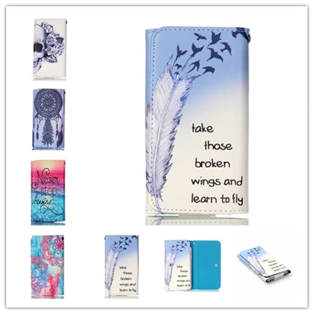 Для Utok Q55 случай горячей продажи кожа живопись чехол с бумажник карты и 12 картина