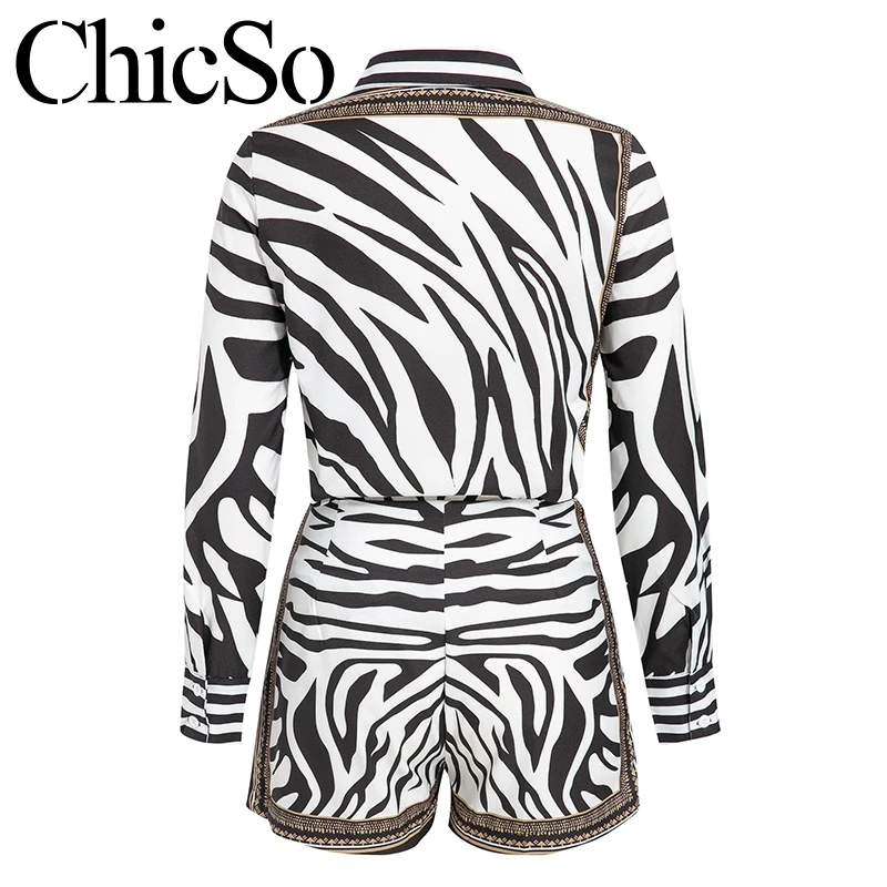 Женский костюм двойка MissyChilli черный короткий комбинезон с карманами и принтом в