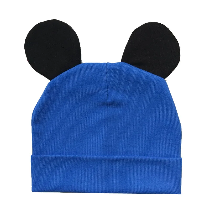 Mickey blue Хлопковая детская бейсболка дети высокого качества мальчики девочки шапка Микки Beanies Colorblock детская мягкая шапка детские теплые шапочки реквизит для фотосессии - Цвет: Mickey blue