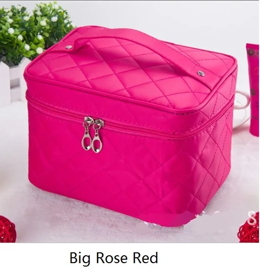 big rose Косметичка Женская Стеганая профессиональная Косметичка женская Большая вместительная сумка для хранения дорожная косметичка ML1 - Цвет: big rose