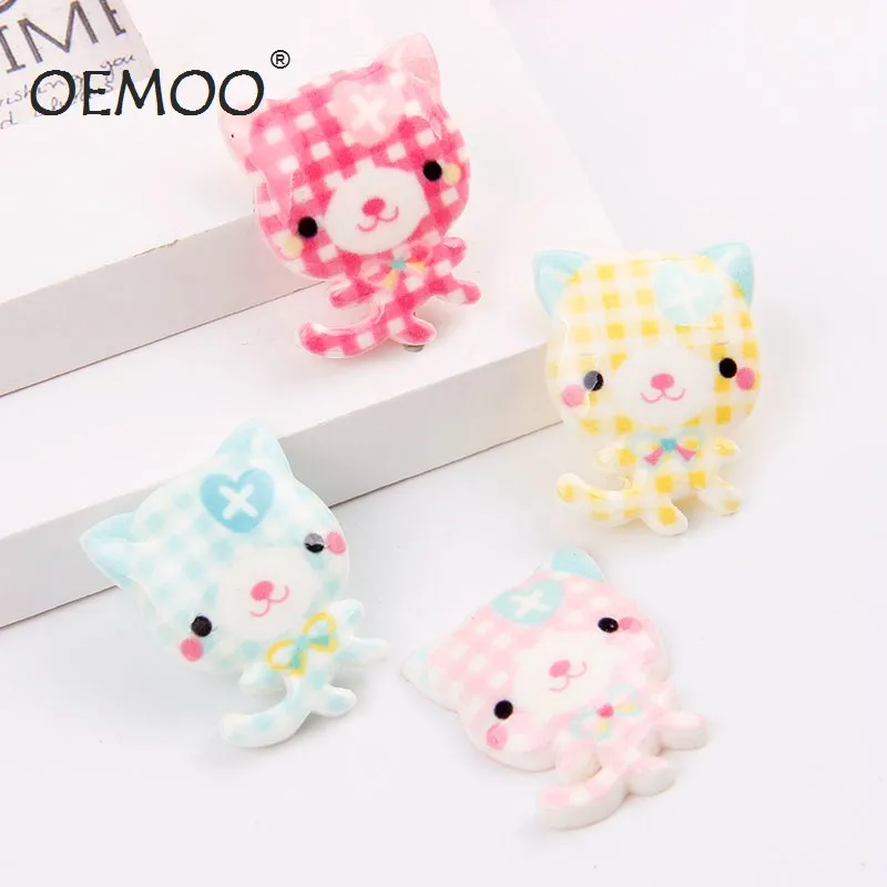 50 шт./лот мультяшный планарный клетчатый милый котенок кошка резиновая плоская