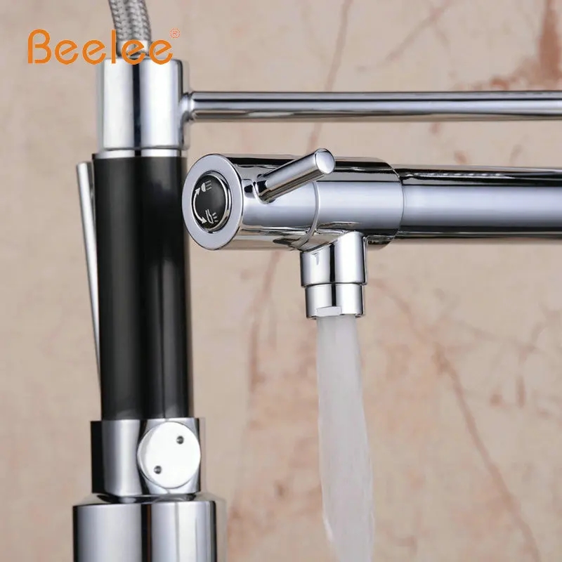 Смеситель для кухни Beelee BL0783 хромированный латунный с одной ручкой отверстием