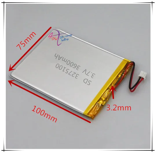 

XHR-2P 2,54 3,7 V 3600mAh литий-полимерный аккумулятор 3275100
