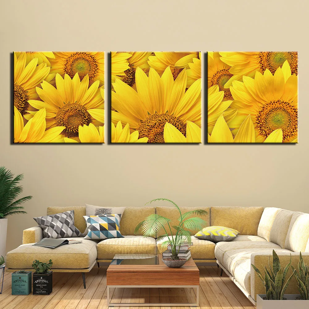 Современный холст настенное искусство 3 предмета натюрморт цветочные картины HD