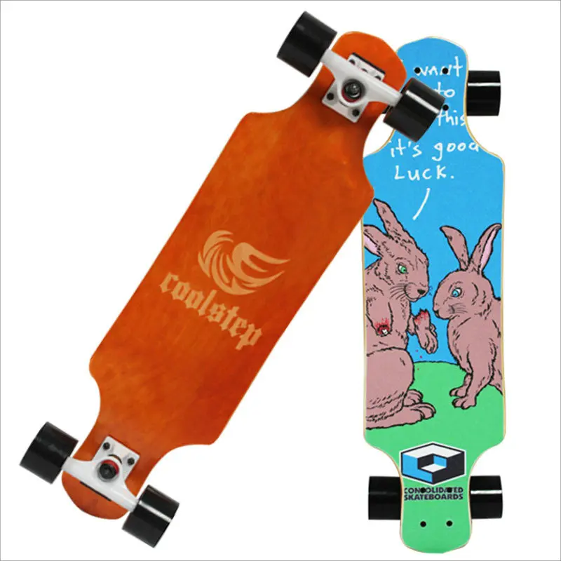 Клен Professional скейтборд дорога Longboard сопротивление скольжению скейтборды 4 колеса падение горные скорость мини длинная доска - Цвет: Оранжевый