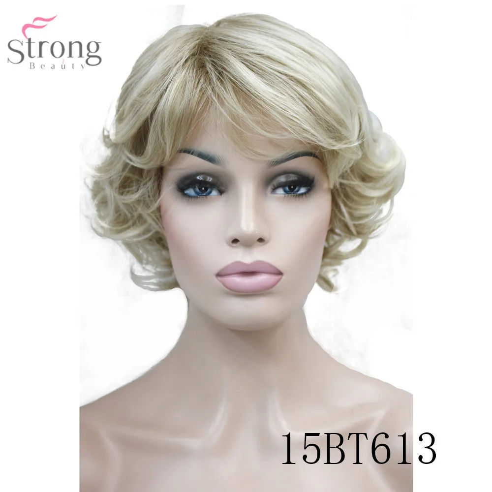 15BT613 StrongBeauty женский синтетический парик монолитным Короткие вьющиеся волосы блонд/черный натуральные парики - Цвет: 15BT613