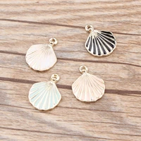 10pcs gold nautical beach seashells enamel charms shell diy alloy pendant enamel bracelet necklace jewelry accessories making