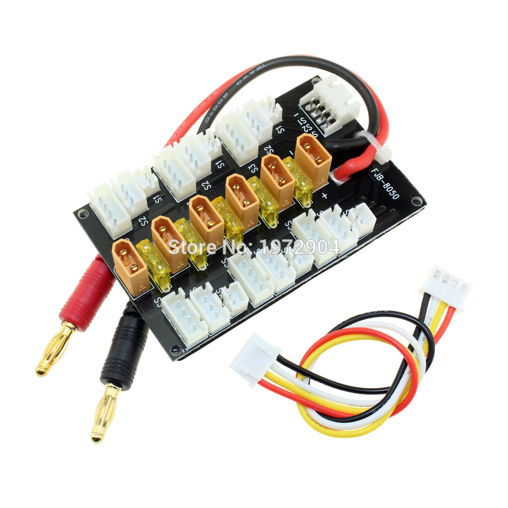 Параллельная зарядная плата XT30 Lipo для батарей пластина с 6 разъемами RC FPV Quadcopter JST