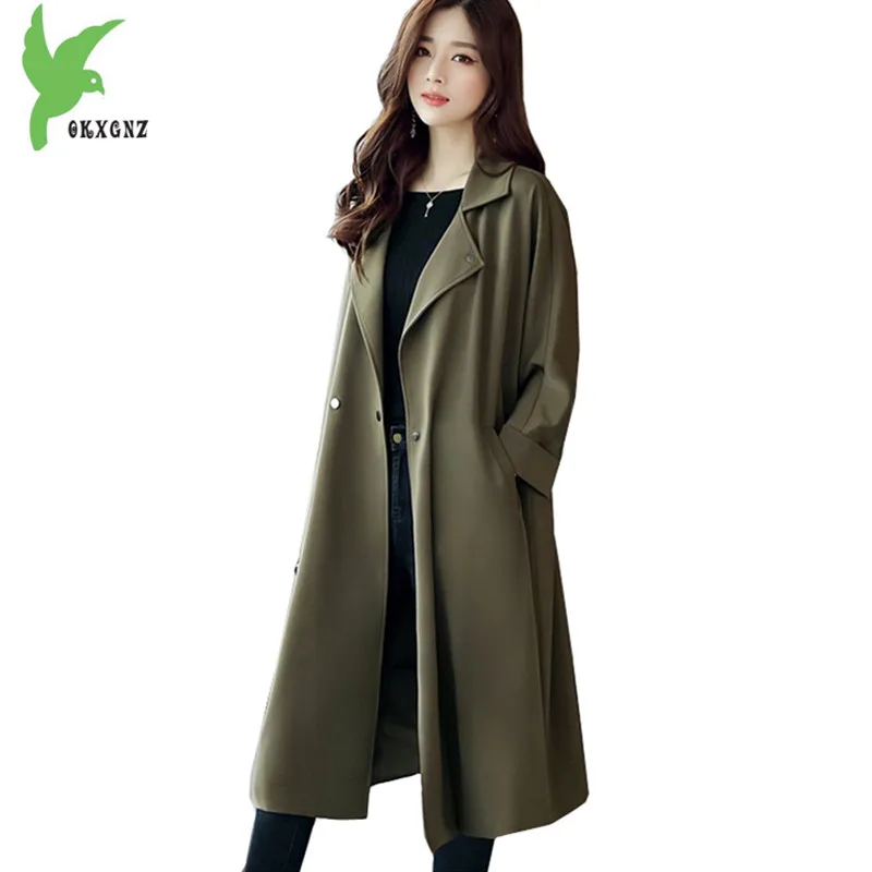 

Boutique Women Spring Autumn Windbreaker coats new fashion Long jacket Plus size Female Slim Jackets Casual Outerwear OKXGNZ1210