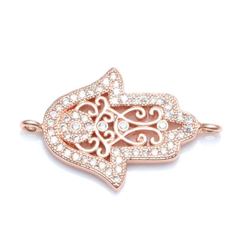 rose gold В форме руки Фатимы Хамса, защитный амулет в виде ладони Разъем Подвески для браслеты на запястье в виде Набор для изготовления ювелирных украшений вручную Для женщин Для мужчин ювелирные изделия - Цвет: rose gold