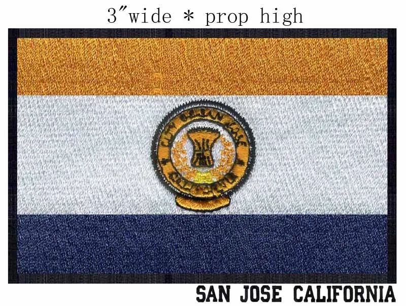 

San Jose, California USA Flag embroidery patch 3" wide shipping/Fabric/City Shield/ front hat