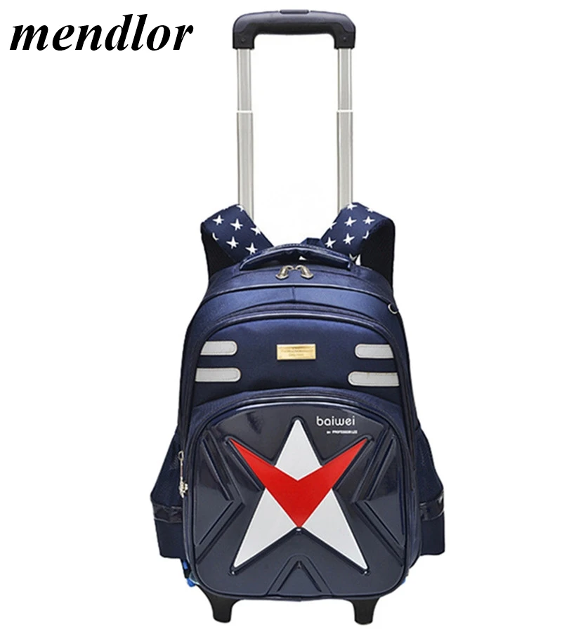 2/6 Детский рюкзак на колесиках съемный водонепроницаемый Школьный рюкзаки для