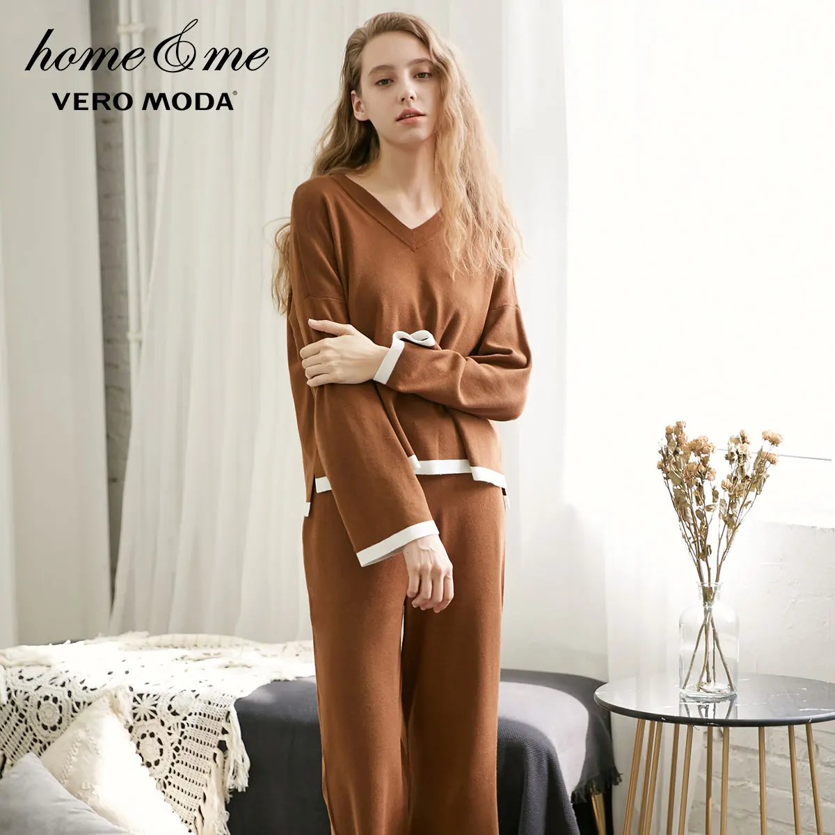 Vero Moda трикотажный брючный костюм домашняя одежда | 3183K6504 - Цвет: Burnt caramel