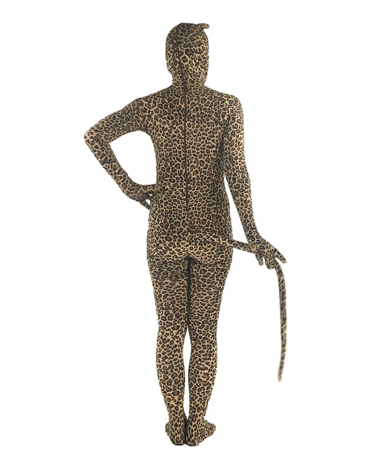 Сексуальный женский костюм спандекс лайкра Леопардовый принт животное полный