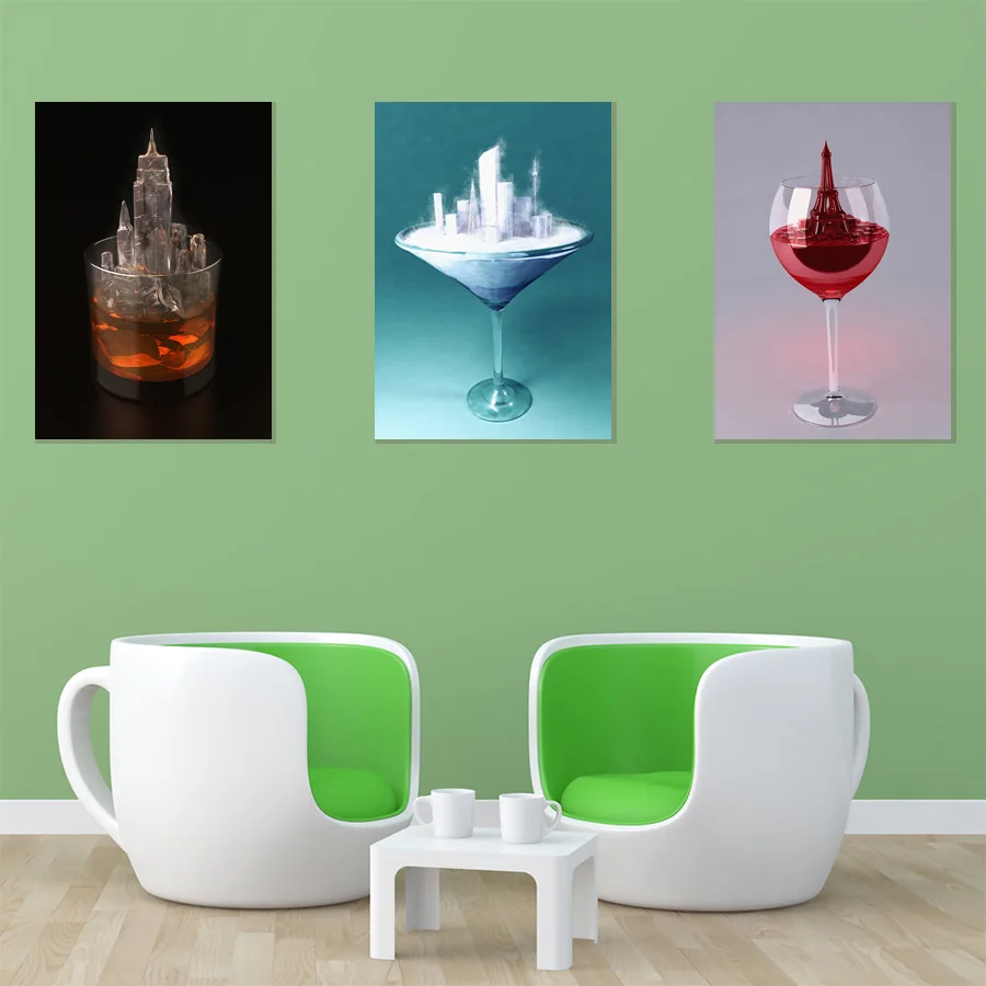 Ice Sculptures In Teacups HD Print Canvas Paintings Wall Artwork Prints Picture Home Decor for Living Room | Дом и сад