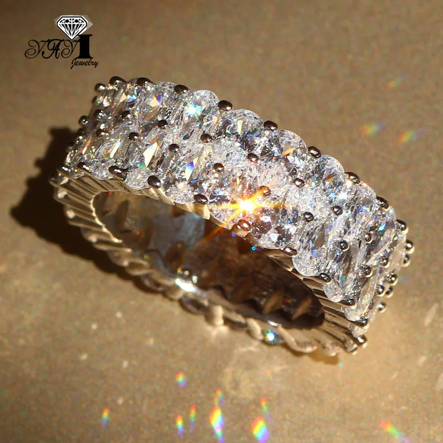 YaYI ювелирные изделия Мода Принцесса Cut 9.6CT белый цирконий серебристый цвет обручальные кольца вечерние кольца