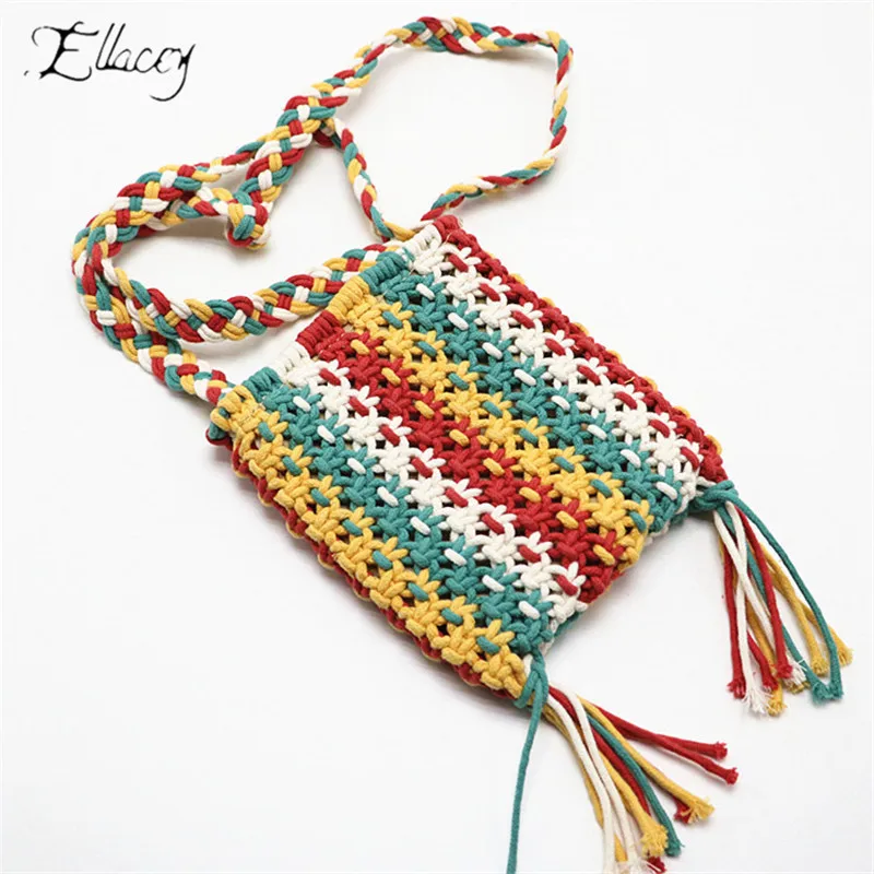 Модная цветная хлопчатобумажная ткань Крест-Накрест Женская мини-сумка на плечо