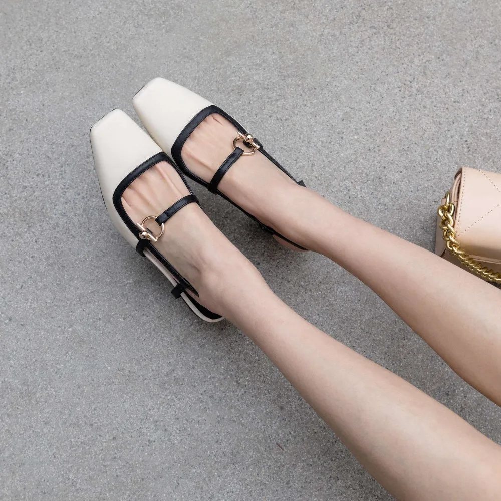 

Krazing Pot mixed color natural leather slip on strange style med heels art design concise style slip on party wedding shoes L17