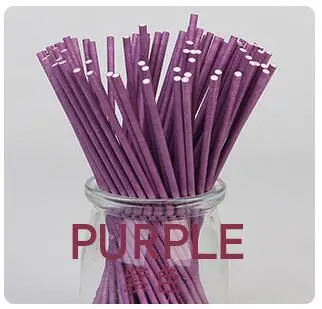Purple 100 шт/партия цветные Пищевые Бумажные палочки для леденцов 10 см торты Поп палочки для конфет шоколадный сахарный полюс леденец палка GYH - Цвет: Purple